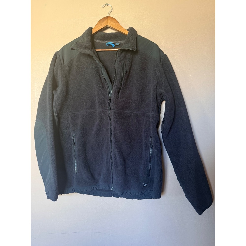 EMS Eastern Mountain Sports Mens Medium Black Polartec Fleece Jacket Nylon Patch